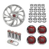 Jogo Calota Aro 14 Uno Attractive 2015 2016 Fiat Grid Prata + Emblema Resinado + Tampa Ventil + Capa Parafuso - Grid calotas