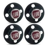 Jogo Calota Centro Roda Ferro Fiat Uno Todos Emblema Vermelho