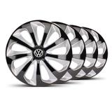 Jogo Calota Velox Aro 15 Preta / Prata VW Polo - Elitte
