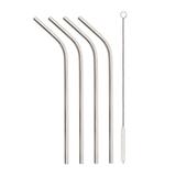 Jogo canudos curvo aço inox e escova para limpeza 5 pçs 6mm - Lazi