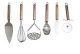 Jogo Colheres Aço Inox Utensílio Cabo Rosê Gold Bronze 6 Pç - Mimo