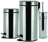 Jogo com 2 Lixeiras em Inox com Pedal e Balde Interno 20L e 5L + 1 Escova Sanitaria - Carisma