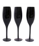 Jogo Com 3 Taças Pretas De Vidro 200ml Champanhe - Taimes