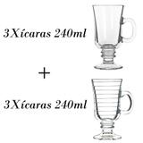 Jogo com 3 Xícaras Joe 240ml + 3 canecas 240ml de café e cappuccino - Crisal