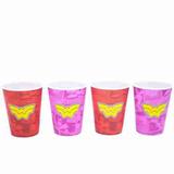 Jogo Com 4 Copos Mulher-Maravilha 3D 400ml - Liga Da Justiça - Dc comics