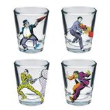 Jogo com 4 copos para drink The Enemies Coloridos - Comics