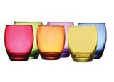 Jogo com 6 Copos Vidro Tarca Colorido 370ml - Yazi - Vitrizi