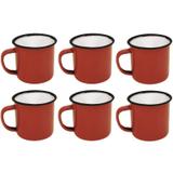 Jogo com 6 Mini Canecas Esmaltadas Vermelha 5cm 60ml - Yazi