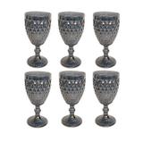 Jogo com 6 Taças Bico de Abacaxi Metalizada 280ml - Gira import