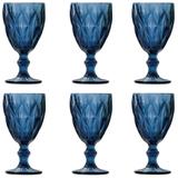 Jogo com 6 Taças Diamond Vidro Azul 260ml Lyor