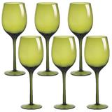 Jogo com 6 Taças para Vinho 460ml Vidro Verde Cassandra - Gs