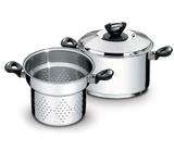 Jogo Cozi-pasta em Aço Inox com Fundo Triplo e Cabo Baquelite Solar Baquelite 2 Peças Tramontina - 24 Cm