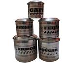 Jogo de 05 latas aluminio polido mantimento escrito - Jr