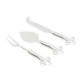 Jogo de 3 Facas para Queijo de Zamac Silver Plated Flor de Lis Lyor Prata