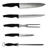 Jogo de 5 peças churrasco inox cabo polipropileno Dynasty