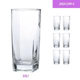 Jogo De 6 Copos Vidro 320ml Bali Quadrado Luxo Transparente - Casa linda