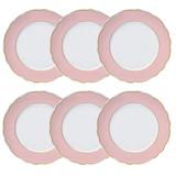 Jogo De 6 Pratos Rasos Branco E Rosé Royal Germer