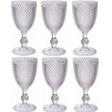 Jogo De 6 Taças Bico De Jaca Vinho Retrô 400ml Acrílico Mesa Natural - Ou