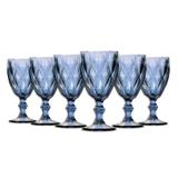 Jogo de 6 Taças Vinho Diamante Azul 210ml Class Home