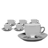 Jogo de 6 Xicaras para Chá de Porcelana Prata 220ml Wolff