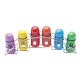 Jogo de 7 Pc P/Tempero De Aço Inox E Vidro Colorido 33X6X14Cm - Bon gourmet