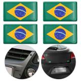 Jogo de Adesivo Resinado Poliéster Bandeira do Brasil 4,5cm Aplicação em Verso Autocolante - Emblemax