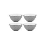 Jogo de bowls em porcelana Vera prata 04 peças - Goldenhome