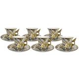 Jogo de Café 12 Pçs Dourado c/ Margaridas - Prime home decor