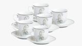 Jogo de Café Dominique 12 peças de Porcelana Desenhado - Dm brasil