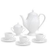 Jogo de Café e Bule de Porcelana Branca 14 pçs - Oxford