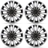 Jogo de Calota Esportiva Tuning Sport Silver Aro 13 Universal Prata e Preto 4 Peças - Elitte