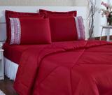 Jogo de Cama Casal Queen Luna Tecido Microfibra 04 Peças - Vermelho - Borda bordados enxovais