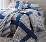 Jogo de Cama Lençol Casal 4 Peças Azul e Branco Masoala Sultan