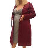 Jogo de Camisola com Robe Manga Longa Plus Size Amamentação 2626VN - Linda Gestante