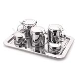 Jogo de chá e café em inox Metal Forma Tavola 7 peças - Forma inox