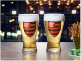 Jogo de Copos de Vidro para Cerveja 470ml 2 Peças - Globimport Flamengo Shape Logo