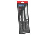 Jogo de facas 3 pcs ultracorte preto sortidos com laminas aco inox e cabos polipropileno tramontina