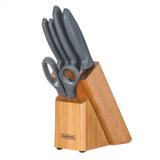 Jogo de Facas com Cepo 6 Peças Inox Plenus Tramontina Cinza