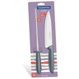 Jogo de Facas Tramontina Plenus, Cinza, 23498/611, 2 Peças, Inox