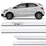 Jogo de Friso Lateral Chevrolet Onix 2012 a 2018 Branco Puro Grafia Cromada Alto Relevo - Nk brasil