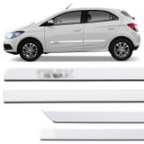 Jogo de Friso Lateral Chevrolet Onix 2012 a 2018 Branco Puro Grafia Cromada Alto Relevo - Nk brasil
