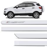 Jogo de Friso Lateral Ecosport 2013 a 2019 Branco Artico Grafia Cromado Alto Relevo Tipo Borrachão - Zp