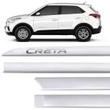 Jogo de Friso Lateral Facão Creta 2017 a 2019 Branco Polar Grafia Cromado Alto Relevo - Zp