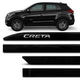 Jogo de Friso Lateral Facão Creta 2017 a 2019 Preto Onix Grafia Cromado Alto Relevo Tipo Borrachão - Zp