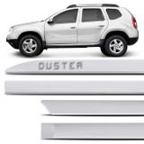 Jogo de Friso Lateral Facão Duster 2011 a 2019 Branco Glacier com Grafia Tipo Borrachão - Zp