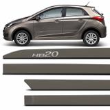 Jogo de Friso Lateral Facão HB20 2012 a 2019 Prata Sand Grafia Cromado Alto Relevo Tipo Borrachão - Zp