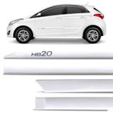 Jogo de Friso Lateral Facão HB20 Hatch 2012 a 2019 Branco Polar com Grafia Tipo Borrachão - Zp