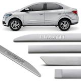 Jogo de Friso Lateral Facão Prisma 2013 a 2019 Prata Switchblade Grafia Cromado Alto Relevo - Zp