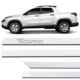 Jogo de Friso Lateral Fiat Toro 2016 a 2019 Branco Puro Grafia Cromada Alto Relevo - Nk brasil