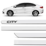 Jogo De Friso Lateral Honda City 2009 A 2019 Branco Taffeta Cor Original Grafia Dupla Face - Zp